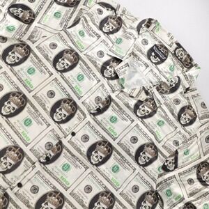 Fresh Prints by Drill Clothing Co Mens 5X Money Skull $100 Bill Button Up Shirt